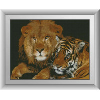 Картина з мозаїки Dream Art Небезпечні кішки (повна зашивка, квадратне каміння) (DA-30171, Без підрамника)