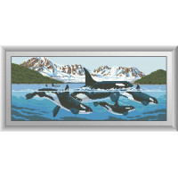 Картина з мозаїки Dream Art Сім'я касаток (квадратні камені, повна зашивка) (DA-30497, Без підрамника)