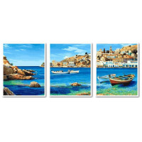 VPT033 Картина за номерами Триптих Лазурне узбережжя Babylon VPT033 Картина за номерами Триптих Лазурне узбережжя Babylon