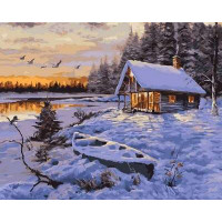 VP1002 Картина за номерами Засніжений будиночок Babylon