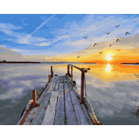 BK-GX23810 Картина за номерами Захід сонця біля причалу