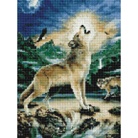Набір вишивка алмазна Rainbow Art Вовк при місяці (EJ1006, На підрамнику)