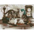 Картина стразами Dream Art Кошенята у бібліотеці. (41 х 55 см) (DA-31628, Без підрамника)
