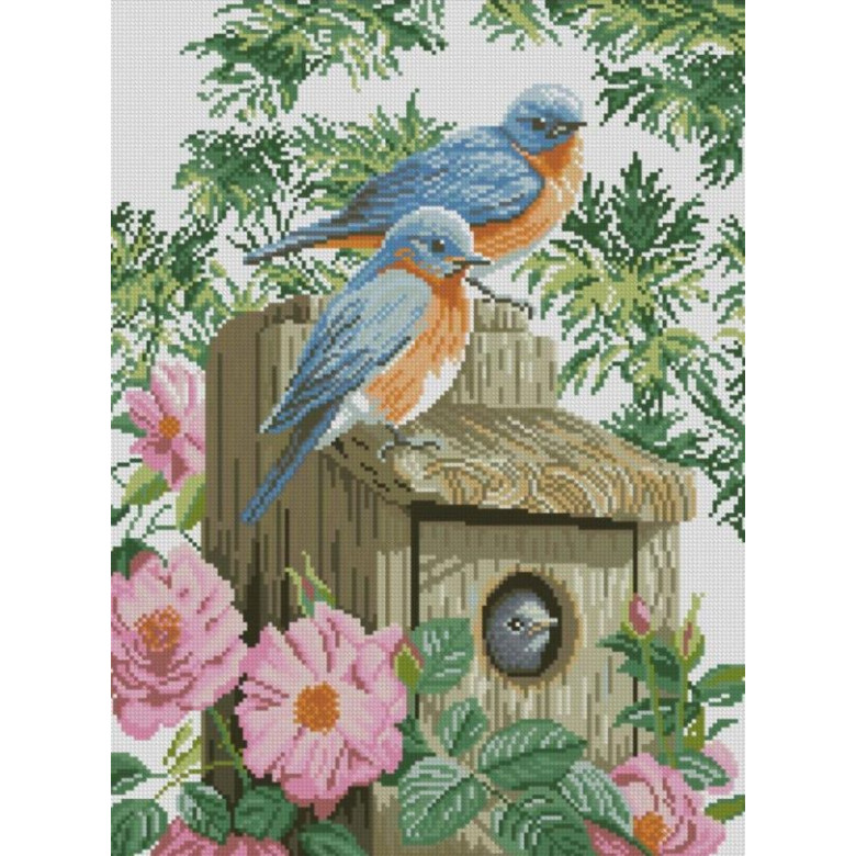 Алмазна вишивка Dream Art Сад синіх птахів (38 х 51 см) (DA-31741, Без підрамника)