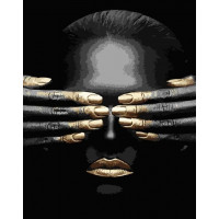 SR-SY6789 Картина за номерами Лицо (із золотою фарбою)Strateg