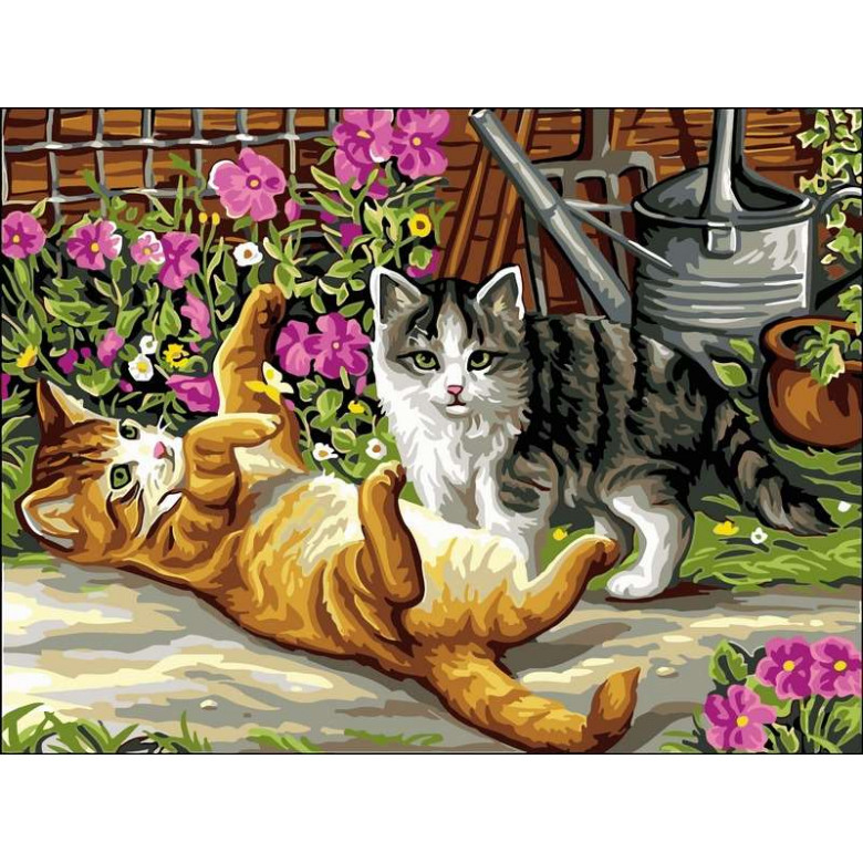 VK117 Картина розмальовка Кошенята в саду