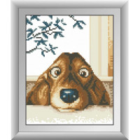 Картина з мозаїки Dream Art Чарівне щеня (квадратні камені, повна зашивка) (DA-30341, Без підрамника)