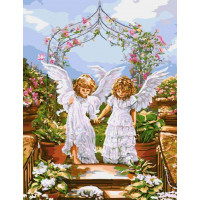 BK-GX8966 Картина розмальовка без коробки Ангелочки та квіткова арка BK-GX8966 Картина розмальовка без коробки Ангелочки та квіткова арка