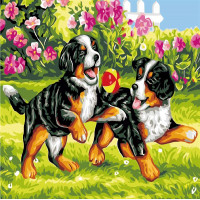 AS0499 Картина за номерами Цуценята на прогулянці (Без коробки) ArtStory