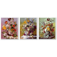 VPT035 Розмальовка для дорослих Триптих Букети у ніжних тонах Babylon