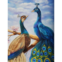 Малювання камінням на полотні ТМ Алмазна мозаїка Закохані павичі (DM-299, Без підрамника) Малювання камінням на полотні ТМ Алмазна мозаїка Закохані павичі (DM-299, Без підрамника)