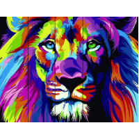 RA-Q1440 Картина за номерами на дереві Райдужний лев Rainbow Art