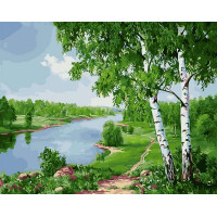 BK-GX24184 Картина за номерами Берізки біля річки