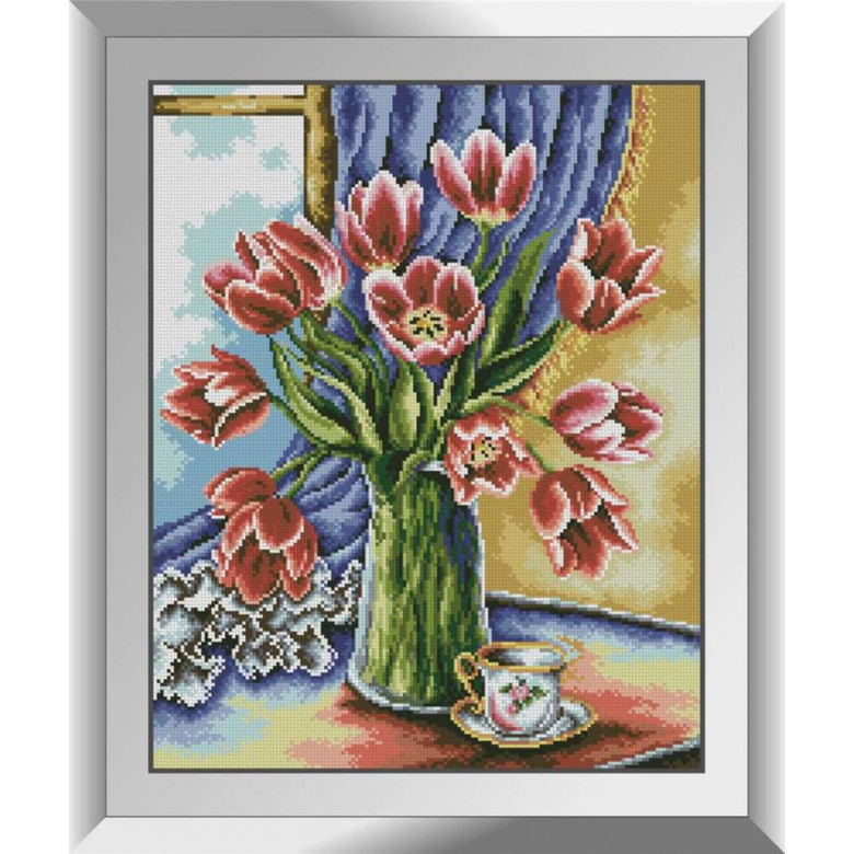 Набір алмазна мозаїка Dream Art Тюльпани на вікні (DA-31270, Без підрамника)