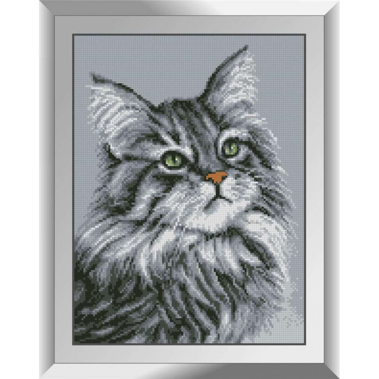 Картина зі страз Dream Art Сірий кіт (DA-31378, Без підрамника)