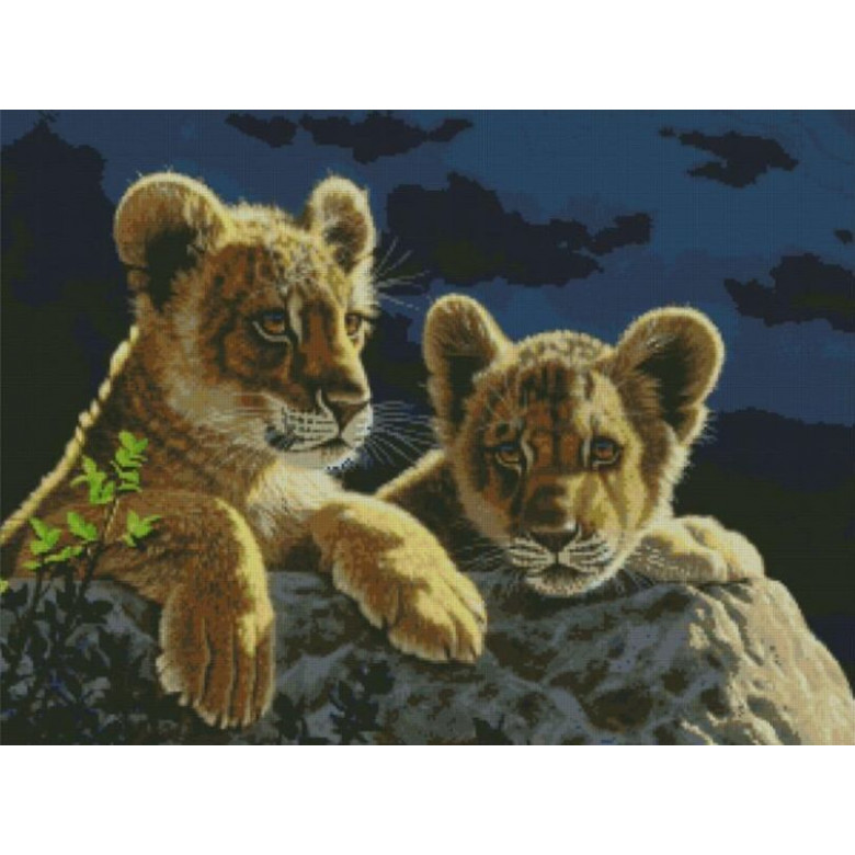 Набір алмазної мозаїки Dream Art Нічна вилазка (лев'ята) (56 х 75 см) (DA-31591, Без підрамника)