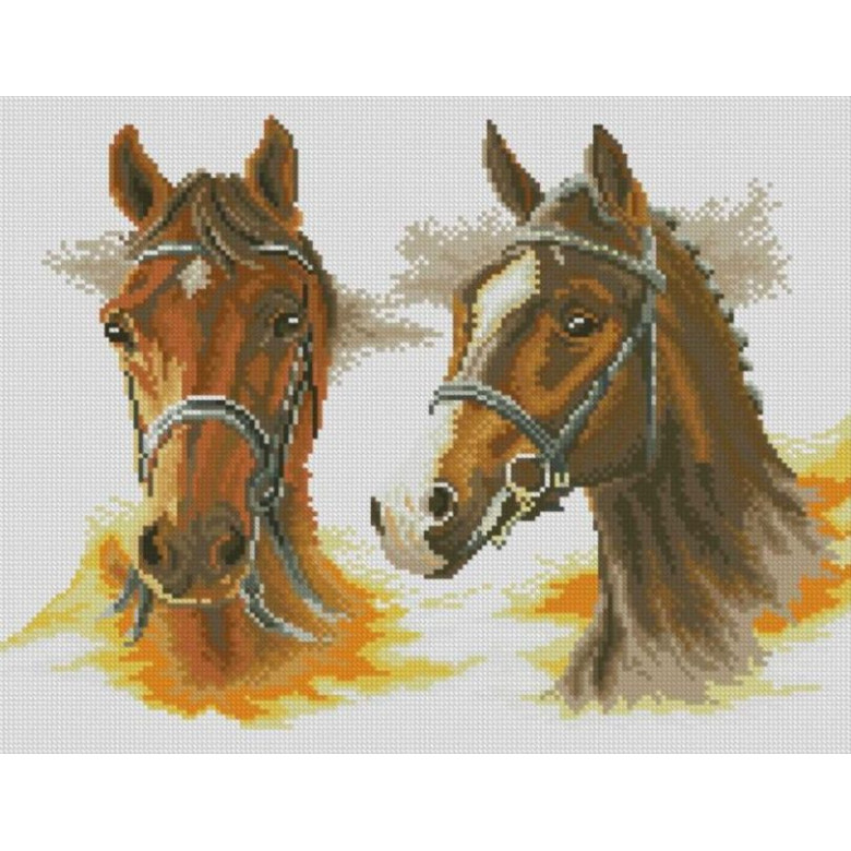 Картина зі страз Dream Art Два коні (34 х 44 см) (DA-31607, Без підрамника)