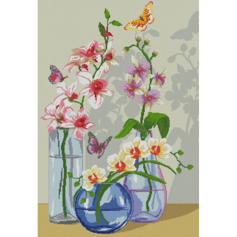 Картина стразами Dream Art Орхідеї з метеликами (55 х 81 см) (DA-31704, Без підрамника)