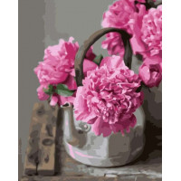 SR-VA-3430 Картина за номерами Півонії в чайникуStrateg SR-VA-3430 Картина за номерами Півонії в чайникуStrateg