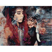 SR-B-GS166 Картина за номерами Поп-арт Дівчина та слонStrateg SR-B-GS166 Картина за номерами Поп-арт Дівчина та слонStrateg