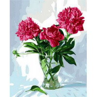 MR-Q997 Картина розмальовка Півонії у скляній вазіMariposa MR-Q997 Картина розмальовка Півонії у скляній вазіMariposa
