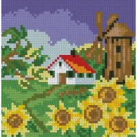 Картина з мозаїки ТМ Алмазна мозаїка Соняшники біля млина (DM-036, Без підрамника)
