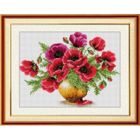 Алмазна вишивка Dream Art Маки у вазі (повна зашивка, квадратне каміння) (DA-30209, Без підрамника)