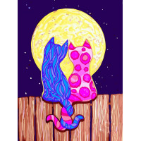 AS0218 Картина розмальовка Котики під місяцем (Без коробки) ArtStory AS0218 Картина розмальовка Котики під місяцем (Без коробки) ArtStory