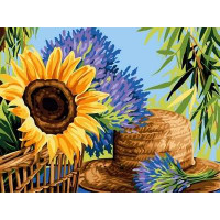 VK092 Картини за номерами Соняшник і солом'яний капелюшок Babylon