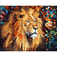 BK-GX9055 Картина за номерами Лев та троянда BK-GX9055 Картина за номерами Лев та троянда