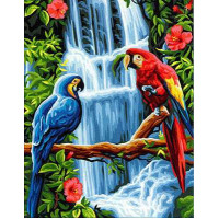 Малювання камінням на полотні ТМ Алмазна мозаїка Папуги біля водоспаду (DM-332, Без підрамника) Малювання камінням на полотні ТМ Алмазна мозаїка Папуги біля водоспаду (DM-332, Без підрамника)