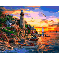 VP1278 Картина за номерами Маяк на заході сонця. Домінік Девісон Babylon