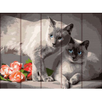 ASW128 Картина за номерами на дереві Сіамські коти ArtStory