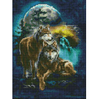 Набір алмазна мозаїка Rainbow Art Вовки під місяцем (EJ1249, На підрамнику)