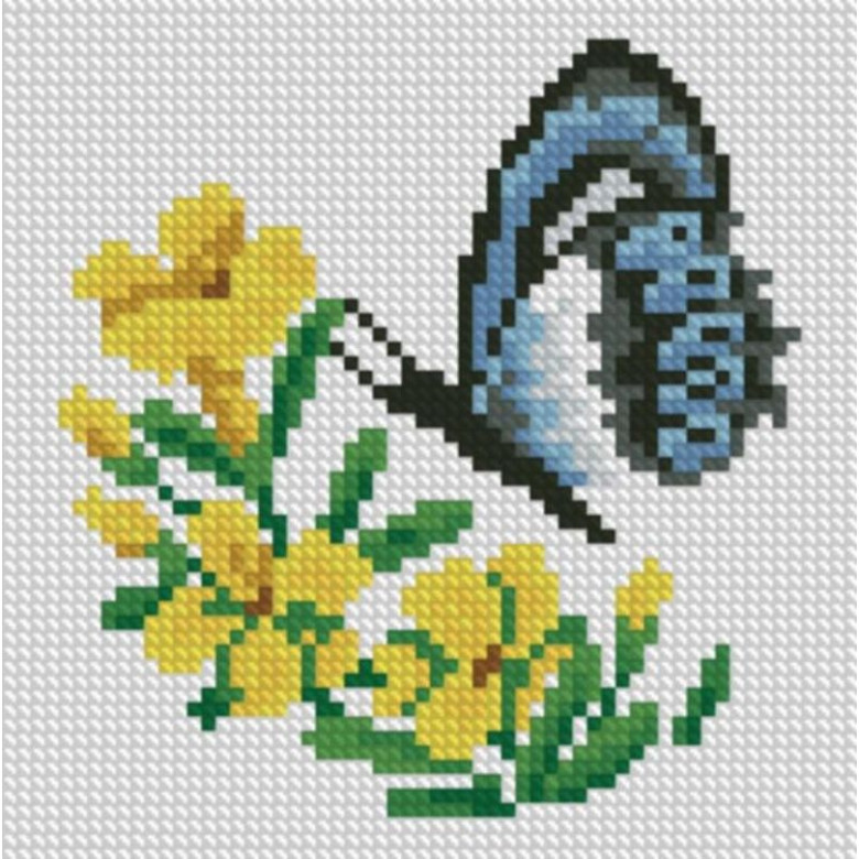 Набір алмазної мозаїки Dream Art Метелик з клематісом (15 х 15 см) (DA-31771M, Без підрамника)