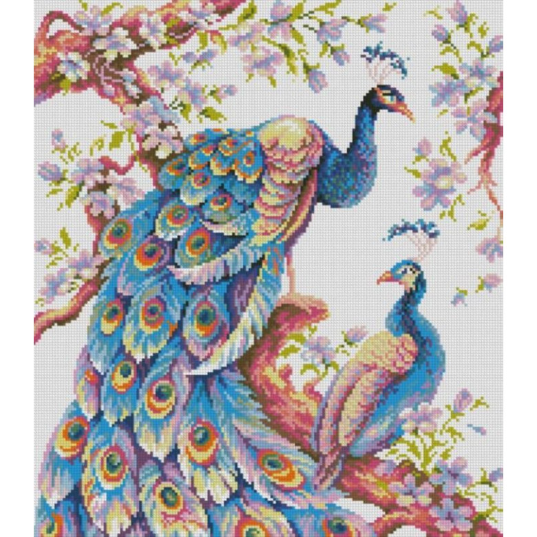 Картина мозаїка Dream Art Королівські павичі (43 х 49 см) (DA-31828, Без підрамника)
