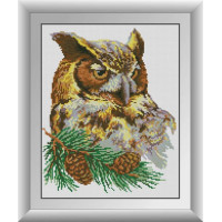 Картина із мозаїки Dream Art Сова (квадратні камені, повна зашивка) (DA-30421, Без підрамника)