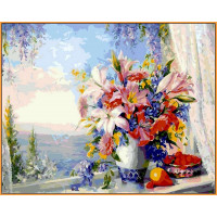 NB330R Розмальовка для дорослих Лілії на вікні з видом на мореBabylon NB330R Розмальовка для дорослих Лілії на вікні з видом на мореBabylon