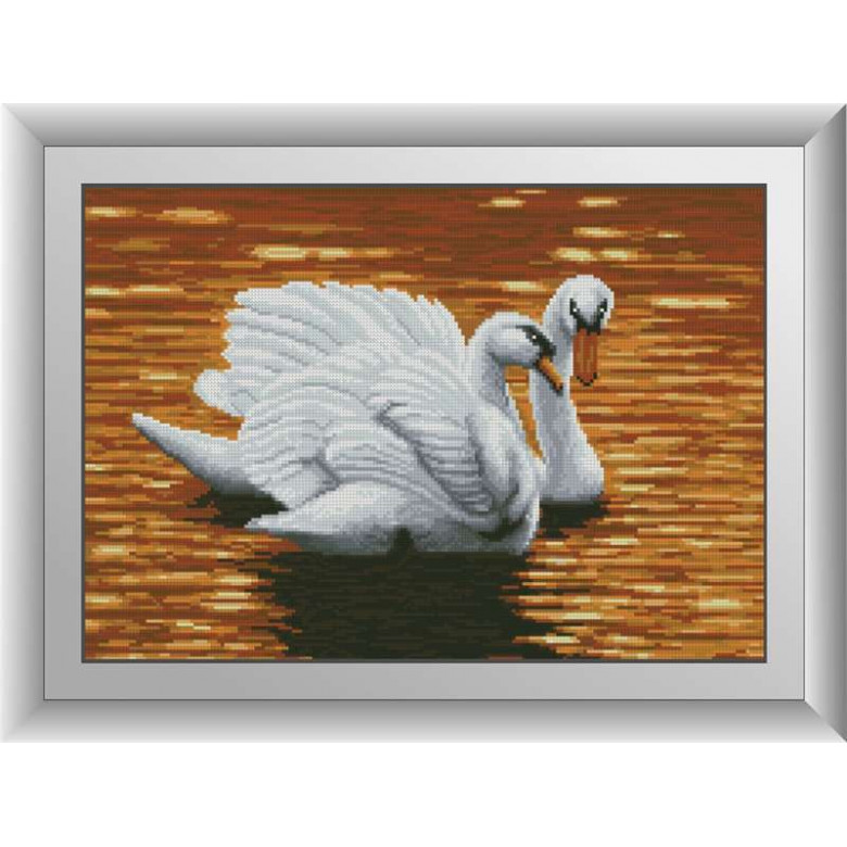Алмазний живопис Dream Art Вечір на озері (лебеді) (DA-30668, Без підрамника)