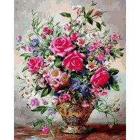 VP1050 Картина за номерами Букет троянд та польових квітів Babylon