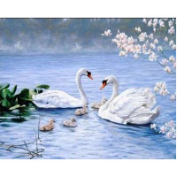 Малювання камінням на полотні ТМ Алмазна мозаїка Лебедина сім'я (DM-297, Без підрамника) Малювання камінням на полотні ТМ Алмазна мозаїка Лебедина сім'я (DM-297, Без підрамника)