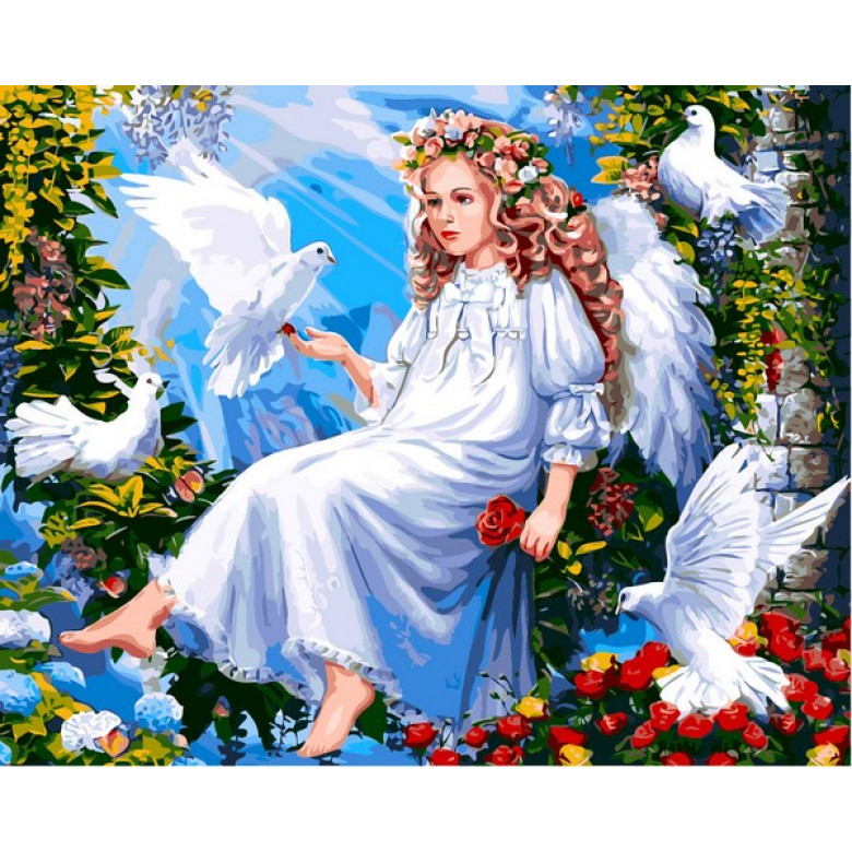 VP1291 Раскраска по номерам Ангел и голуби Babylon
