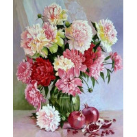 Алмазна вишивка My Art Ніжний букет півонії та гранат (TN113, На підрамнику)