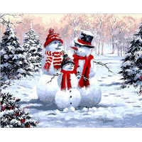 Алмазна мозаїка ТМ Алмазна мозаїка Сім'я сніговиків (DMF-382, На підрамнику)