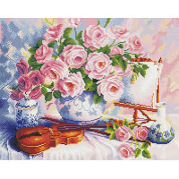 Картина із мозаїки ColorArt Рози і скрипка (CLR-SP050, Без підрамника)
