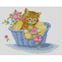 Картина зі страз Dream Art Кошеня у кошику (26 х 33 см) (DA-31657, Без підрамника)