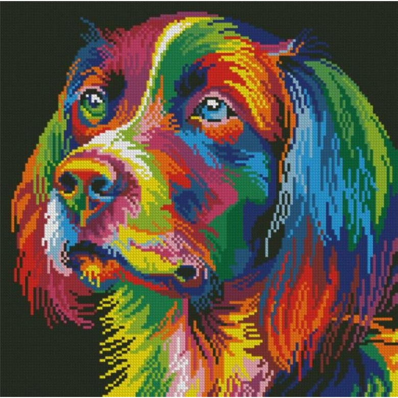 Алмазна вишивка Dream Art Райдужний пес (36 х 36 см) (DA-31661, Без підрамника)