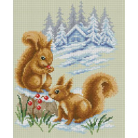 Картина мозаїка Dream Art Білочки. (26 х 32 см) (DA-31669, Без підрамника)