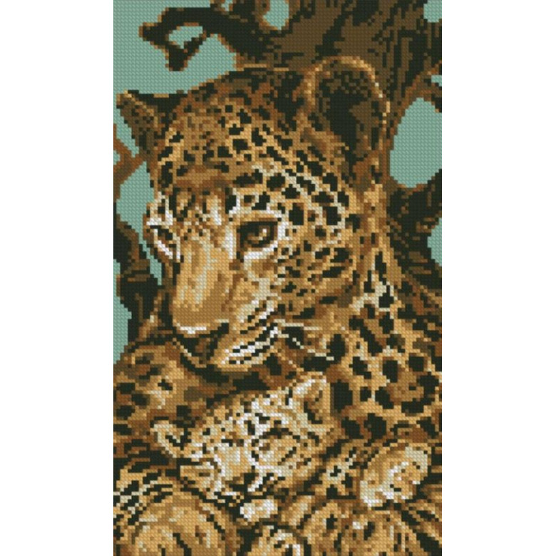 Алмазна мозаїка Dream Art Леопард із малюком (22 х 37 см) (DA-31841, Без підрамника)