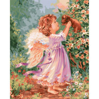 BK-GX8482 Картина розмальовка за номерами Дівчинка та цуценя BK-GX8482 Картина розмальовка за номерами Дівчинка та цуценя